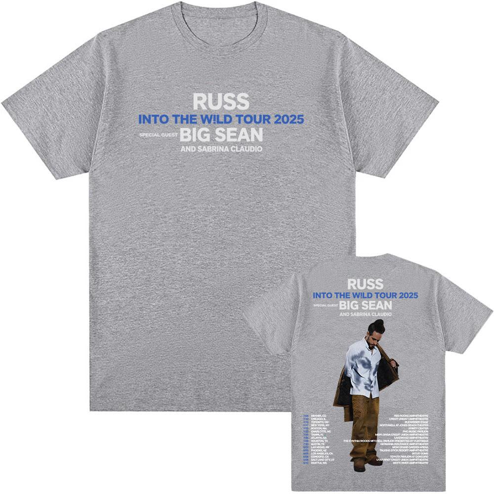 Russ in To The W!LD Tour 2025 T-shirt Summer Short Sleeve Male Tshirts Hip Hop Unisex Streetwear O-neck Rapper Printing T Shirt