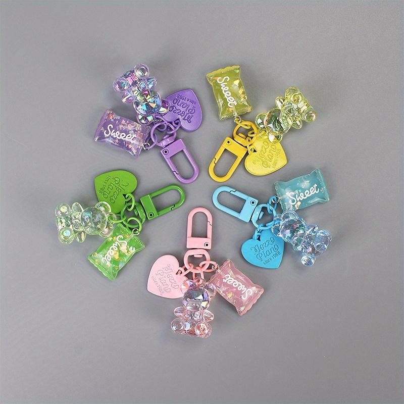 Cartoon Heart Bear Animal Candy Keychain Key Ring For Friend Lovers Cute Creative Bag Car Earphone Box Key Accessories
