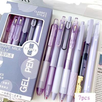 5/6/7 τεμ./κιβώτιο Simplicity Gel Pen Fashion Gradient Pen Solid Color 0,5mm Μαύρο μελάνι Gel στυλό Lovely Stationery Στυλό Γραφής