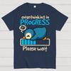 Penguin Overthinking In Progress Cotton Summer Casual Cool Loose T-Shirt