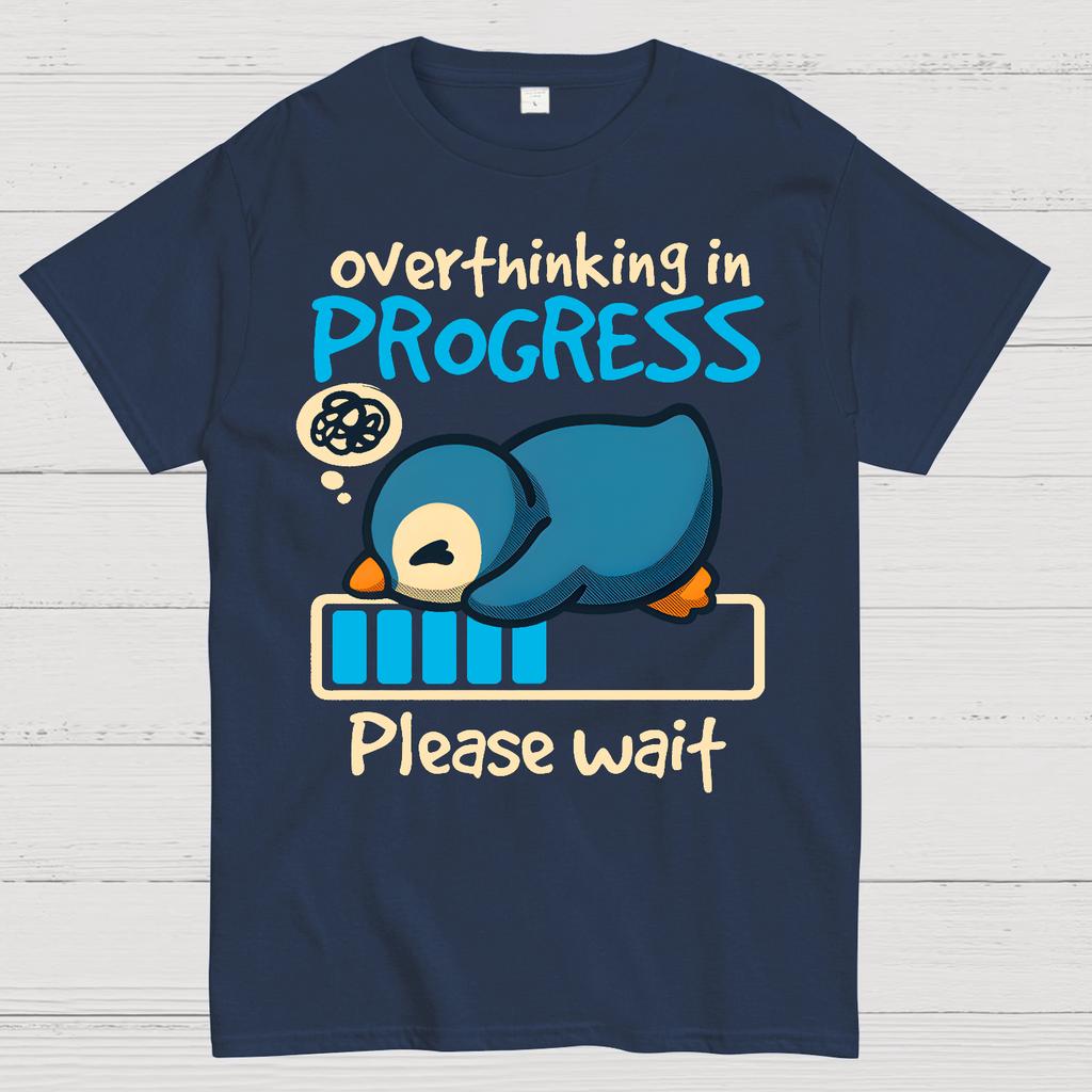 Penguin Overthinking In Progress Cotton Summer Casual Cool Loose T-Shirt