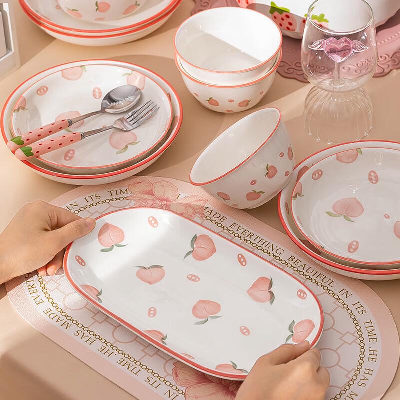 Nordický styl Růžový kostní porcelánový talíř na ryby
