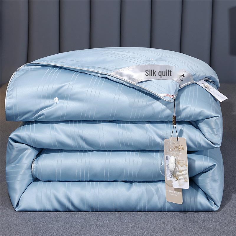 100% Cotton Jacquard Mulberry Silk Quilt - All-Season Double Quilt for Spring, Autumn, Summer & Thickened Winter Options