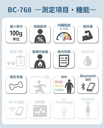 Tanita Body Composition Scale, Smartphone Connectivity, Health Meter BC-768, Black [Body Fat Percentage/Visceral Fat Level/Muscle Mass/Basal Metabolic