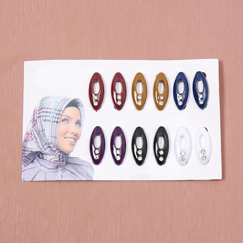 Hijab Pin 12 Pieces Plastic Muslim Women Hijab Sari Pins Mixed Color Safety Pins Scarf Clip Brooch Portable Scarf Clip