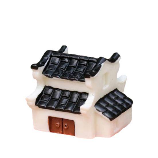 Mini House Micro Landscape Accessory Resin Miniature House Figurine Fairy Garden Ornament for Bonsai Terrarium Crafts