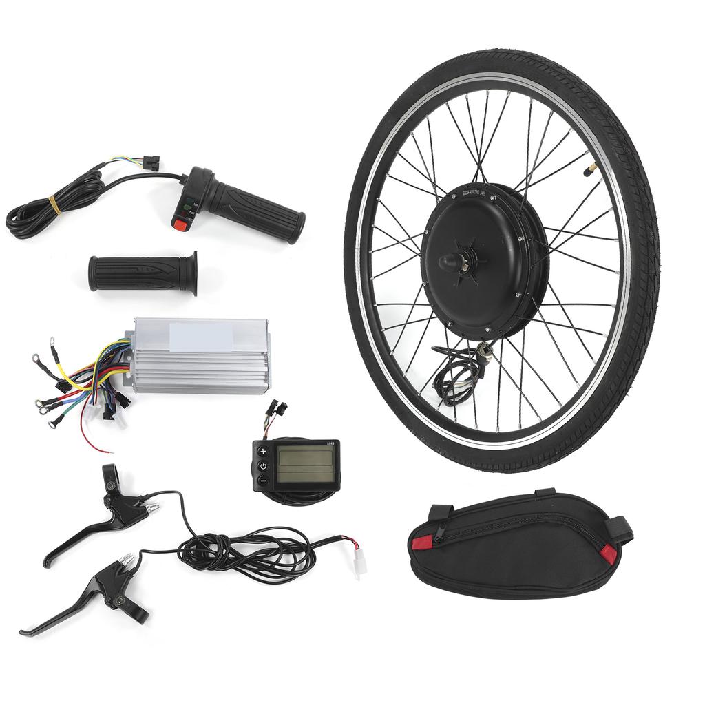 26in Front Wheel Electric Bicycle Motor Conversion Kit Powerful with Gauge LCD Display1500W 34mph