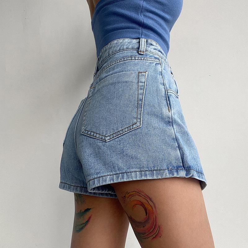 Summer 2023 Women's High-Waist Denim A-Line Shorts: Light, Two-Piece Look, Slim Fit Skirt-Pants Design