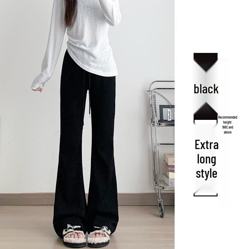 Women's High-Waisted Fleece-Lined Micro-Flare Sweatpants - 2025 Spring/Autumn/Winter Collection: Slimming, Casual, Thickened Flare Pants.