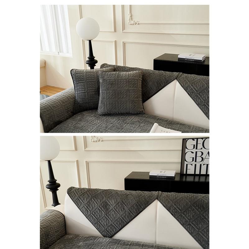 Plush Sofa Cover Thick Fleece Couch Cushion Winter Non-Slip Fabric Sofa Mat Slipcover Simple Design