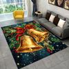 Christmas Bell Rug - Festive Gold Bells with Holly Berries for Holiday Décor | Winter Wonderland Carpets Skid resistant carpet