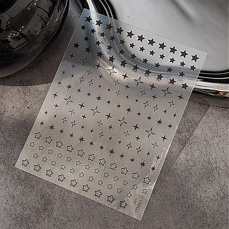 1 Sheet Star Nail Art Sticker Hollow Pentagram Stars Nail Design Self-Adhesive For Women Girls Manicure Decoration Salon Diy