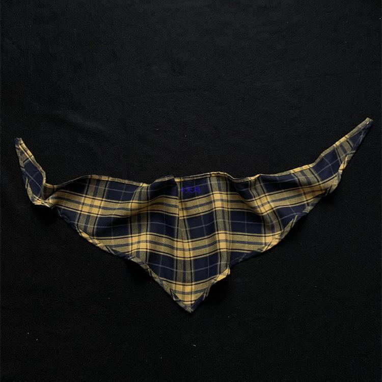 Trendy Japanese Plaid Scarf & Tie-on Hat Set for Men and Women - Blue/Yellow Neck Warmer