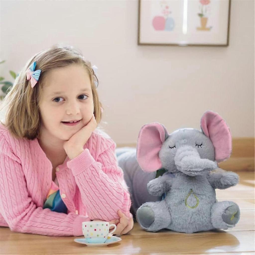 Calming Elephant Plush Baby Sound Machine Soothe Snuggle Elephant Breathing Stuffed Animal Plush To
