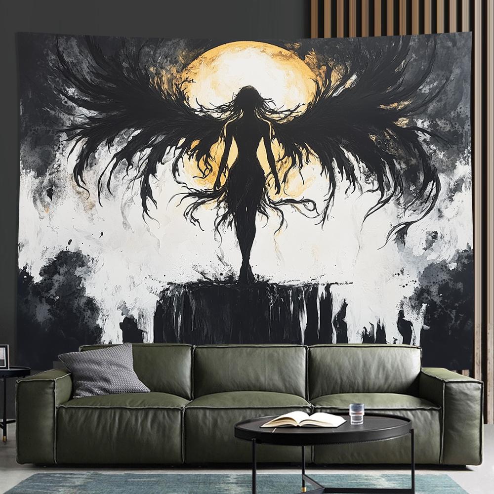 1pc Moonlight Angel Tapestry for Living Room Bedroom Party Decoration 3D Wall Hanging Elegant Home Decor Creative Gift