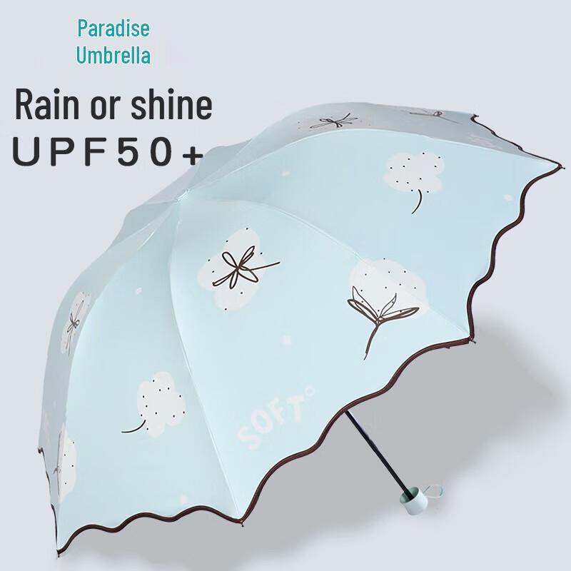 Paradise Floral Print Black Glue Sun/Rain Umbrella