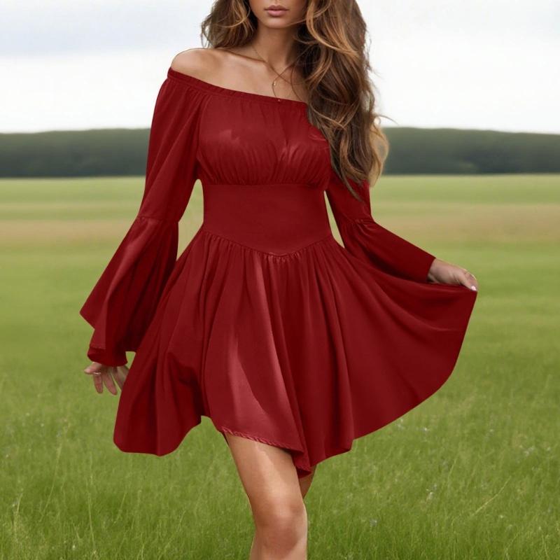 Renaissance Costume Women Medieval Pirate Corset Dress Off Shoulder Bells Sleeve Fairys Dress