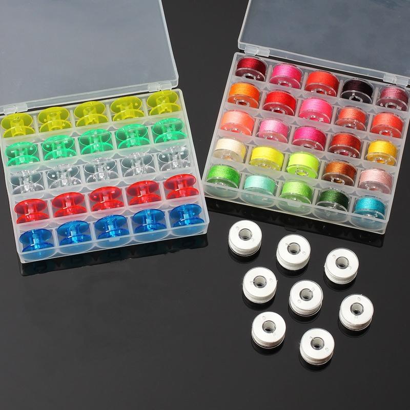 Neu 1/2 Stück 25 Spulen Leere Spulen Aufbewahrungsbox Nähzubehör Werkzeuge Kunststoff Maschinenspulenkapsel Nadel Organizer Stricken