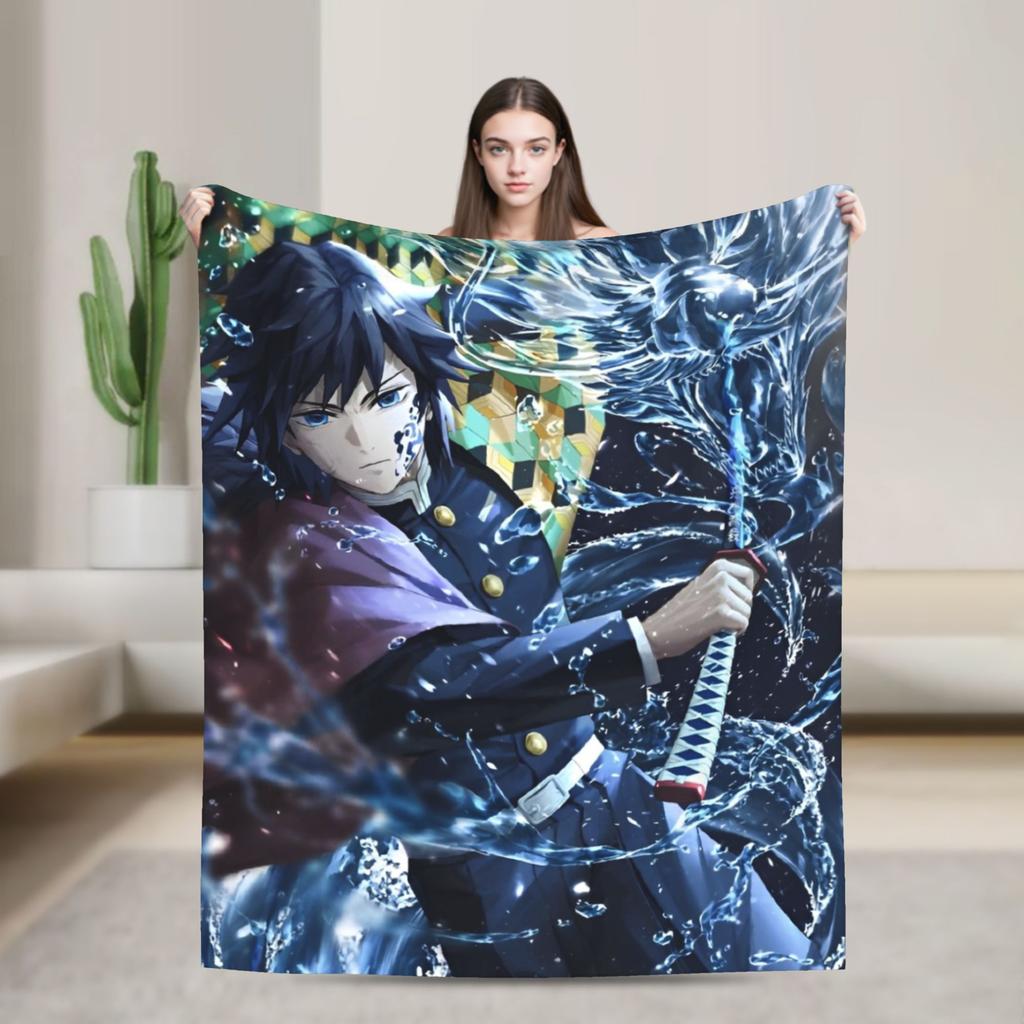 Flame Hashira Kyojuro Rengoku Blanket Anime Demon Slayer Fleece Awesome Breathable Throw Blanket for Coverlet Spring/Autumn
