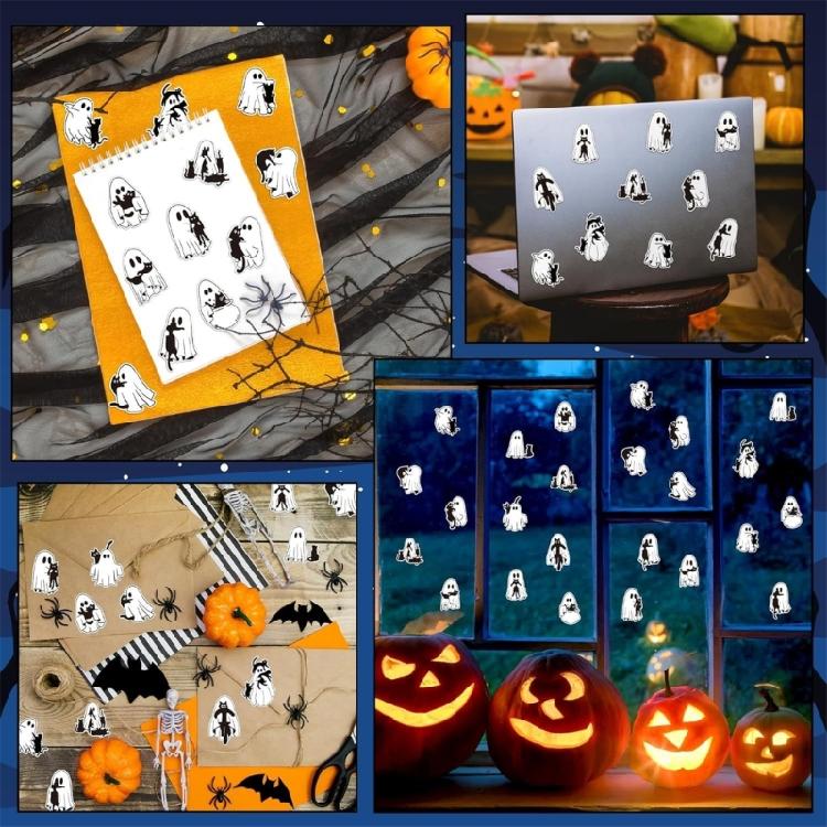 500Pcs Halloween Ghostly Sticker Removable Wrapping Label for Seal Envelope Invitation Card Packaging Scrapbooking