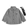 Boys' Spring 2025 Trendy Plaid Loose Shirt with Korean Tie Style