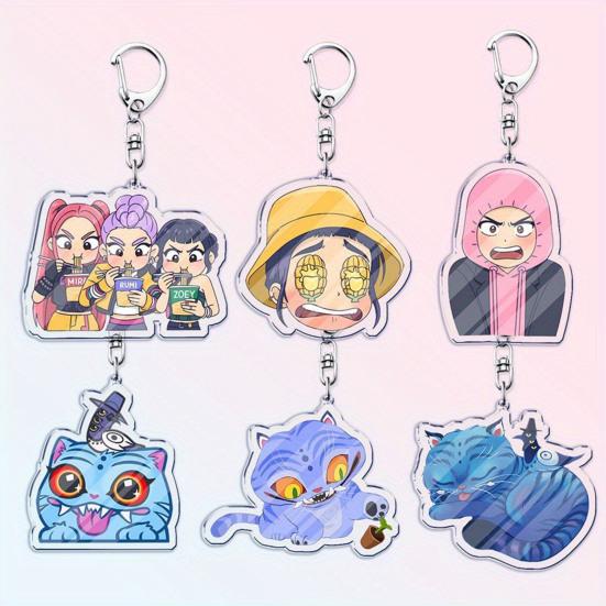 6Pcs Keychain Pendant Anime Girl Charm Car Key Chain Party Favor Backpack Accessories Holiday Gift Playful Companion
