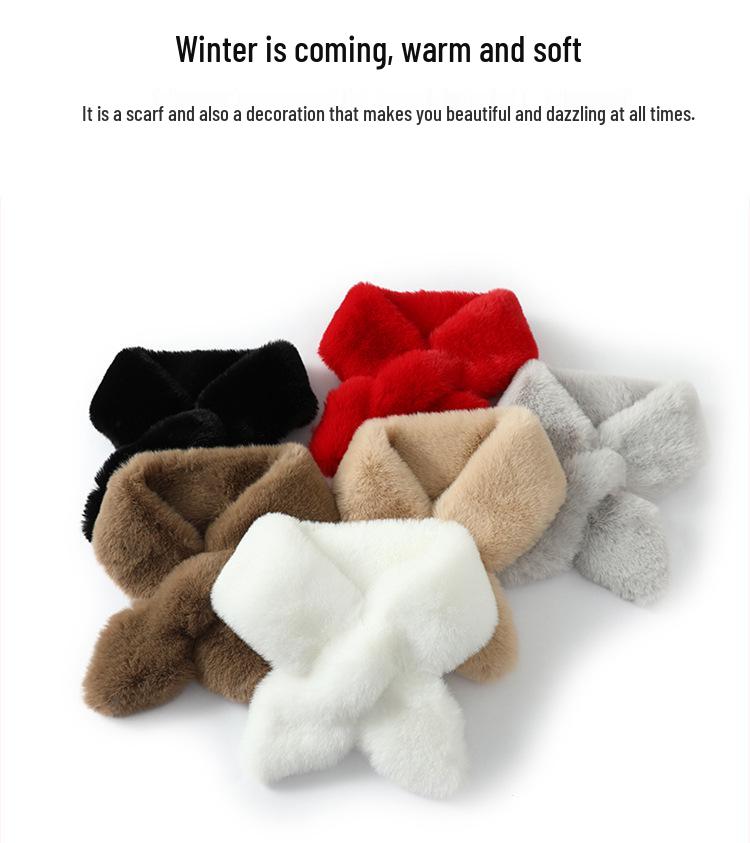Double-Sided Rex Rabbit Fur Scarf & Neck Warmer - Women's Winter Thick, Versatile, Plush Snood