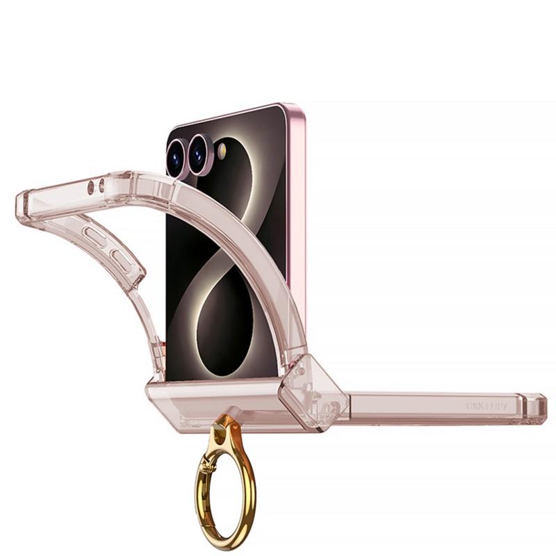 Transparent Shockproof Flip Phone Case Galaxy Z 8 With Built-in MagSafe Magnet Ring Stand Air Cushion Hinge