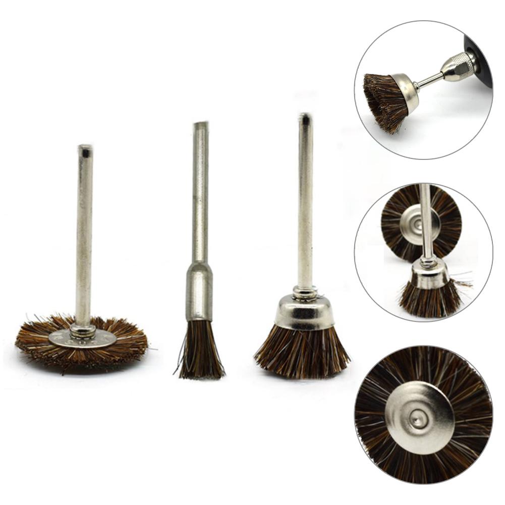 Wire Brush Set of 3 for Rotary Tool Use Soft Brushes for Effective Cleaning and Polishing of For metal and Wood 3mm Shank