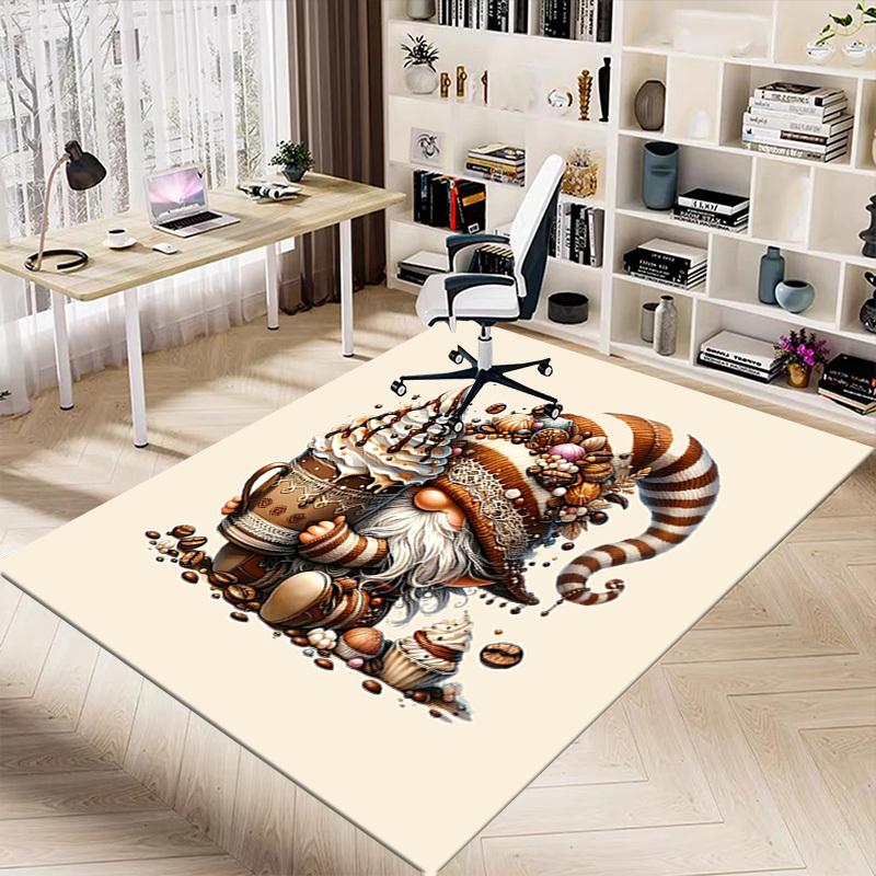 1PC Gnome Coffee Extra Large Non Slip Floor carpet, Office, family, bedroom Large Area Rug Indoor Rugs, Vibrant Colors