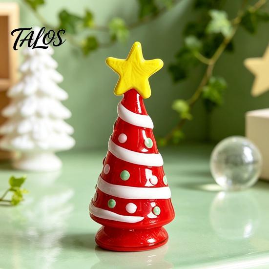 Unique Birthday Presents Glass Christmas Tree Figurine, Rotating Desk Ornament for Car Home, Stained Art Glazed Dashboard Decor & Gift Holiday Season
