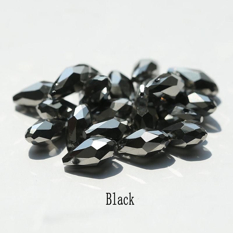 50 Stück Mehrfarbige Kristall-Tropfenperlen mit Kreuzloch Wassertropfen Facettierte Glasperle zur Schmuckherstellung Halskette Armband Ohrring DIY