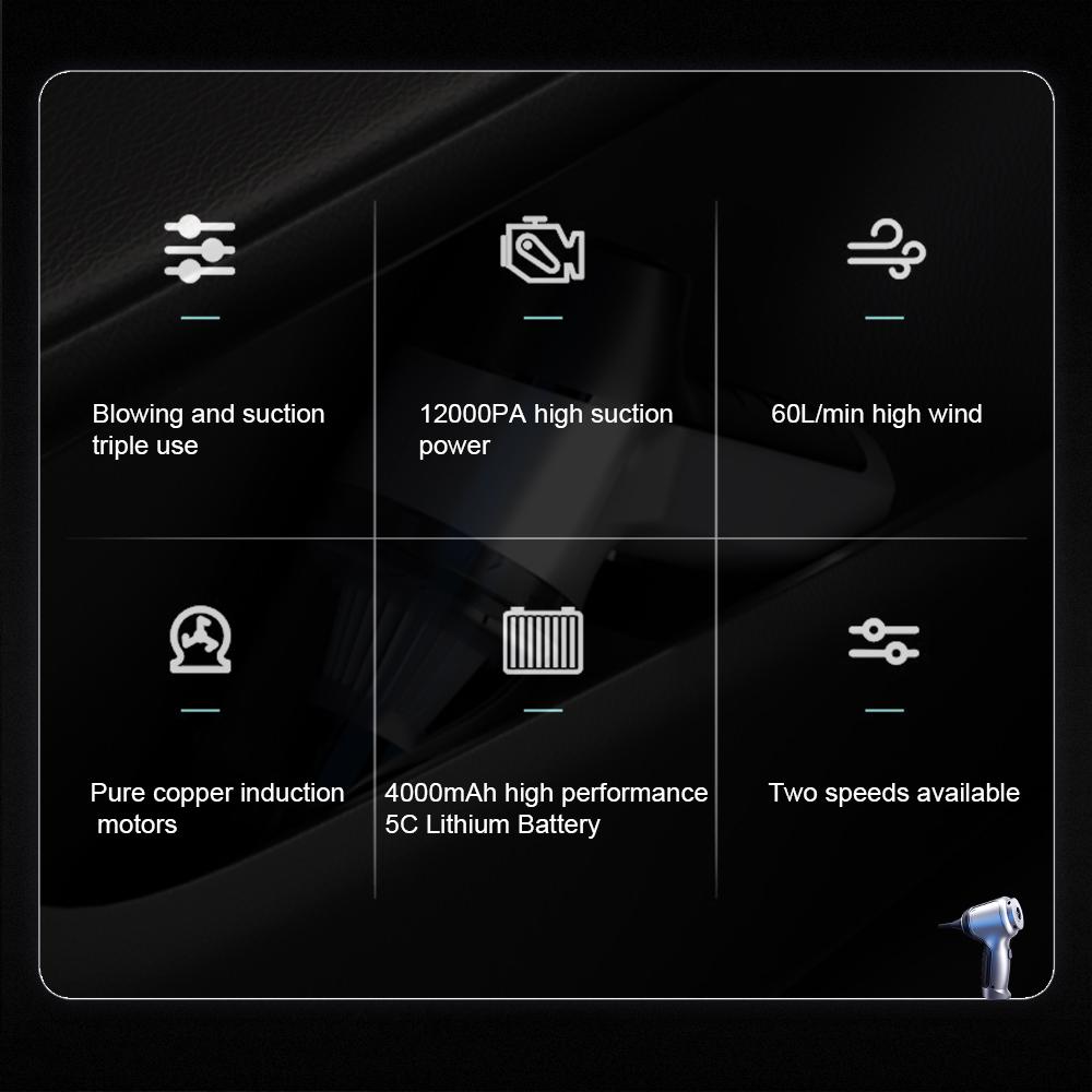 Car Vacuum Cleaner Strong Suction Handheld Wireless Vacuum Cleaner Blower 2 In 1 Portable Vacuum Cleaner for Car Home
