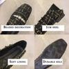 Women's Spring and Summer Square-headed Flat Shoes Korean Version Versatile Beaded Decorative Shallow Flat Heel Cloth Shoes
