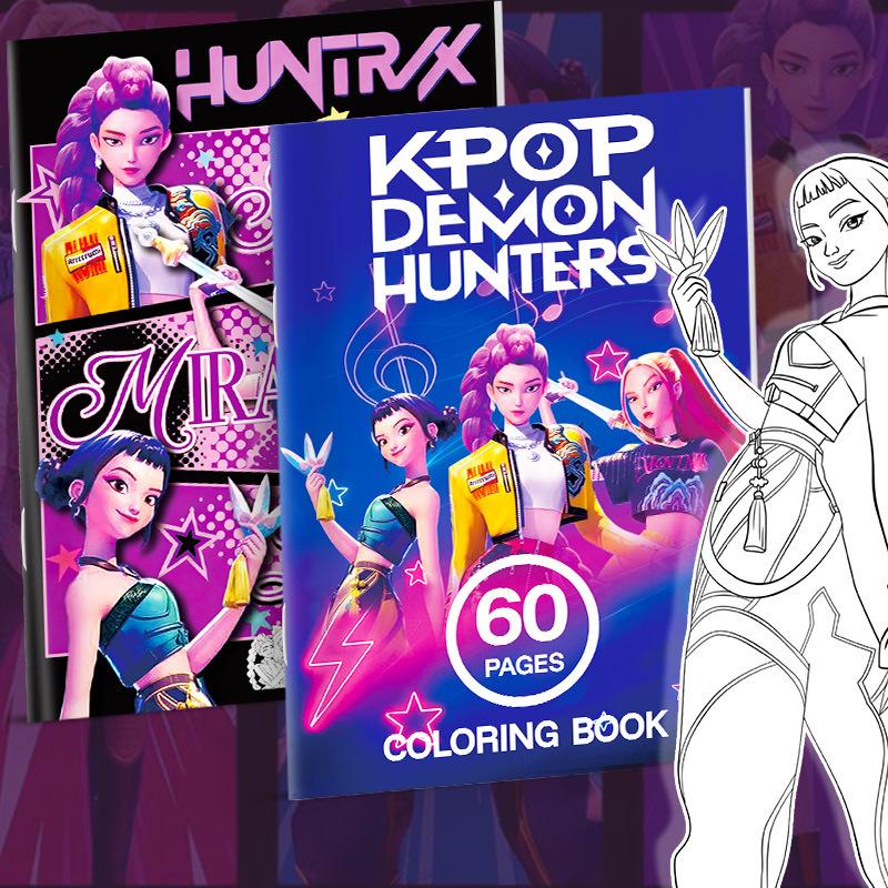 Kpop Demon Hunters Anime omalovánka, Roztomilá kreslená knížka pro děti, Ideální dárek pro fanoušky