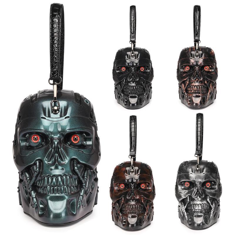 Girlsiii Shoes Women's Black Creative Personality Skull Handbag Novelty Cyberpunk Shoulder Oblique Span Bag