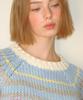 RONRON Multi Stripe Short Sleeve Knit Soft Blue