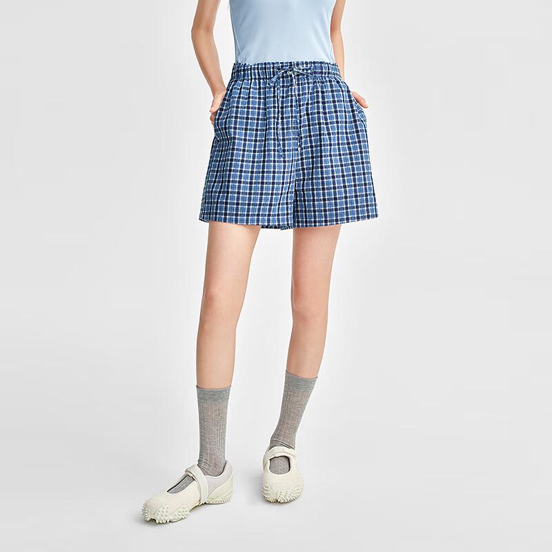 

Женские шорты Ledin 2025 Осень Клетчатые с высокой талией L