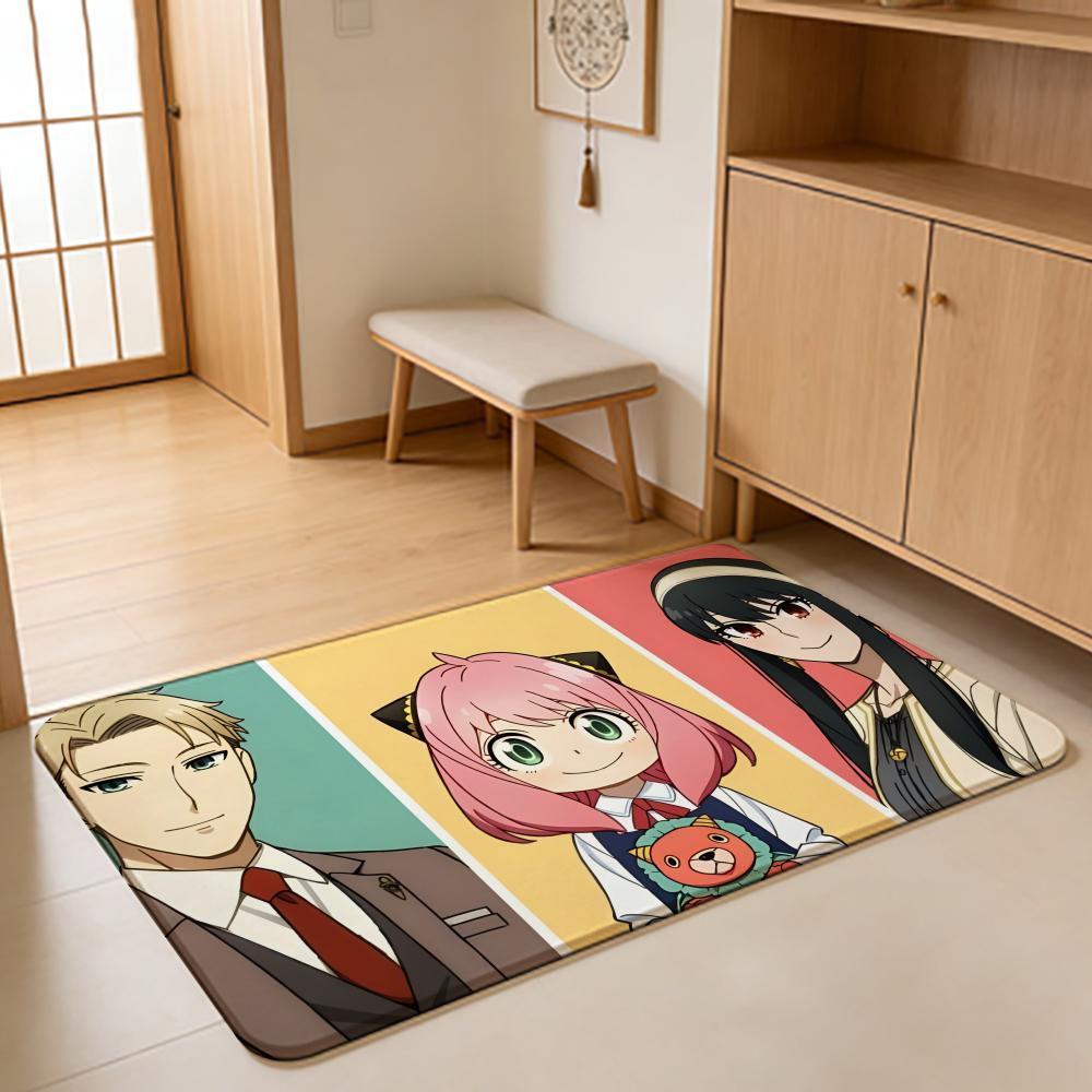 ANIME S-Spy Family Floor Mat Absorbent Floor Mat Non-Slip Entrance Rug for Bathrooms Restrooms and Toilets
