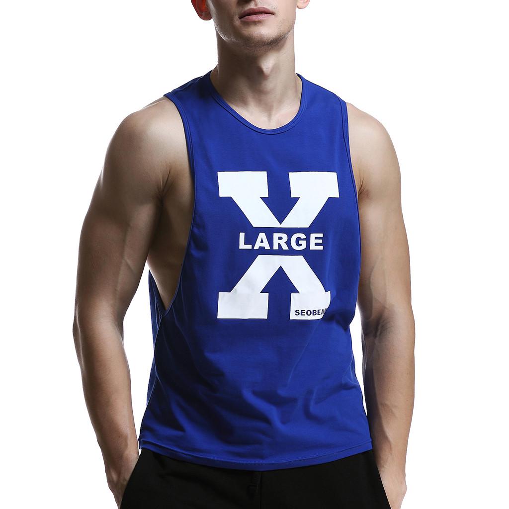 

Мужской летний повседневный модный воздухопроницаемый жилет для отдыха с принтом, домашний спортивный жилет XL синий