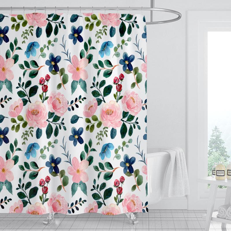 JINRUN Badezimmer verdickter wasserdichter Vorhang, schimmelfester Duschvorhang, Duschtrennwand-Vorhang, Duschvorhang, Badezimmer-Vorhang, kostenlose Perforation