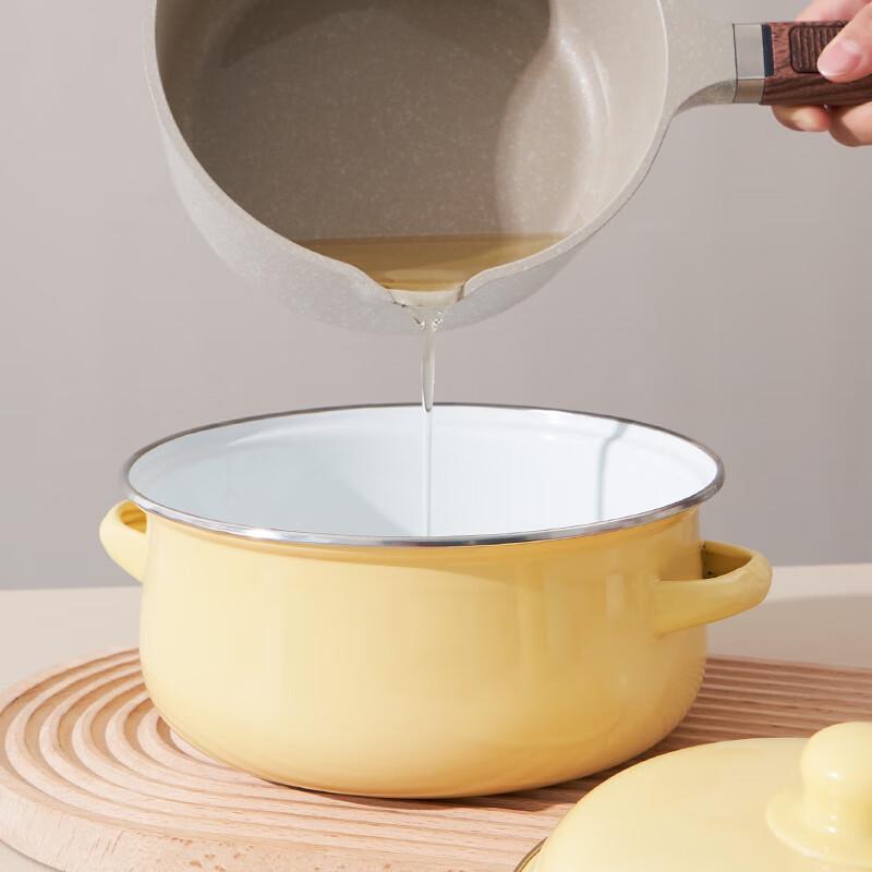 Enamel Lard Storage Jar with Lid