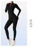 European-American Autumn/Winter Zipper Long Sleeve Yoga Jumpsuit for Women - Sports, Fitness, and Dance