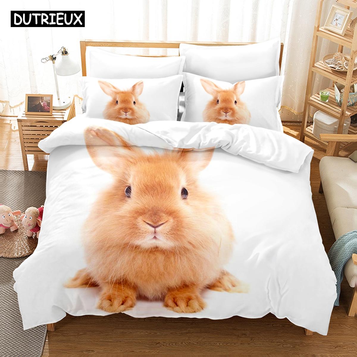 

Cozy Trendy 3D Printed Animal Rabbit Down With Double SIngle King Quilt Comforter (quilt)-EU Single(135*200cm)3pcs