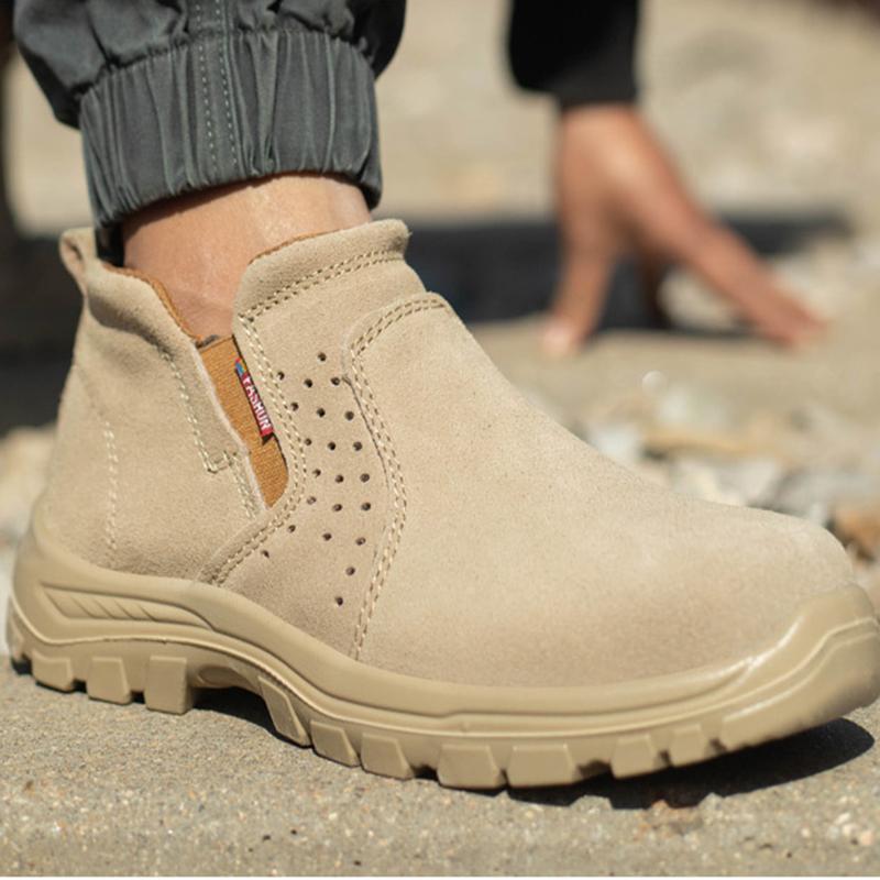 Oulylan Men's Steel Toe Safety Shoes Anti-Smash Anti-Puncture Work Safety Boots Summer Comfortable Breathable Work Shoes