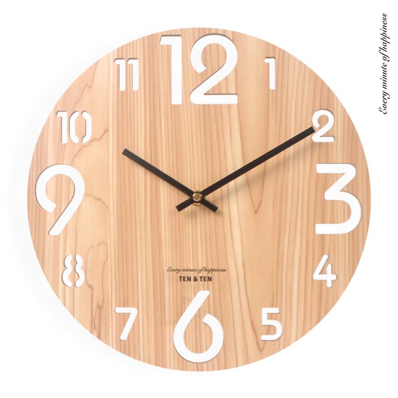 Fashionable Nordic Simple Wooden Wall Clock, Living Room Round Wooden Clock, Fiber Board, Creative Clock