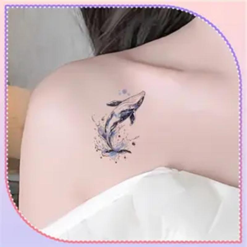 1/2 Vel Springende Walvis Waterdichte Tijdelijke Tatoeage Stickers Geschikt Voor Arm En Been Decoratie