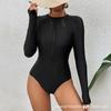 New Black Long Sleeve Swimwear Sports One-Piece Swimsuits Closed Surfing Bodysuit Women's Swim Bath Bathing Suit Beachwear Pool
