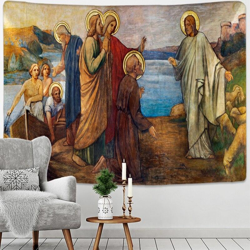 123CESHI Závěsný tapiserie Ježíše Krista Chata Kolej CESHI Art Home Decor CESHI DecorCESHI