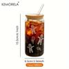 1/4PCS Christmas Glass Cup Beer Can Coffee Mug With Lid And Straw Xmas Tree Elk Tumbler 480ML Drinking Glassware Drinkware Gifts